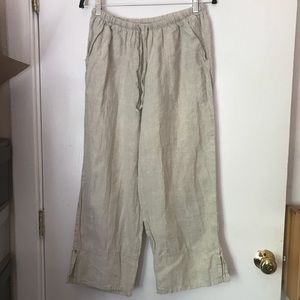 Match Point 100% Linen wide leg cropped pants